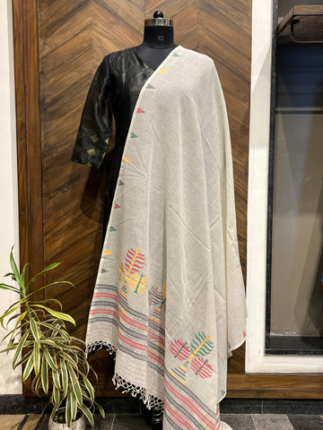 Trendy Off White Cotton Jamdani Dupatta